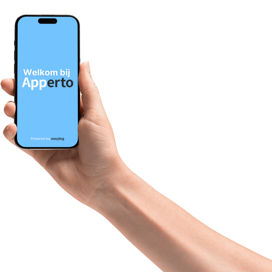 de apperto app van easylog mockup  in hand